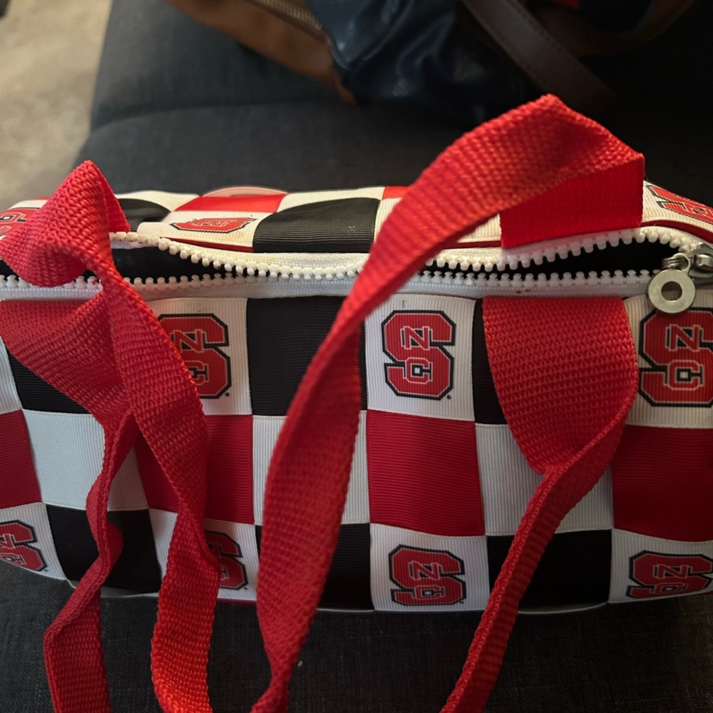 Nc State Red and Black Checkered Bag